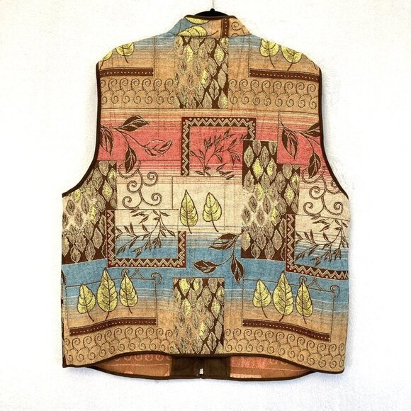 Alfred Dunner Southwestern Tapestry Zip Up Vest Womens 16W Nature Forest Color - Picture 2 of 11
